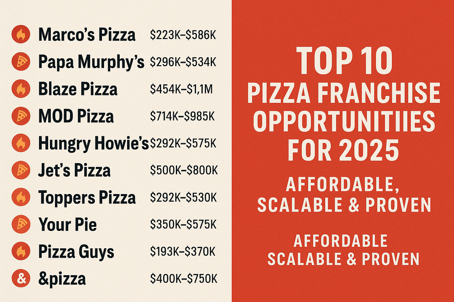 🍕 Top 10 Pizza Franchise Opportunities for 2025: Affordable, Scalable & Proven